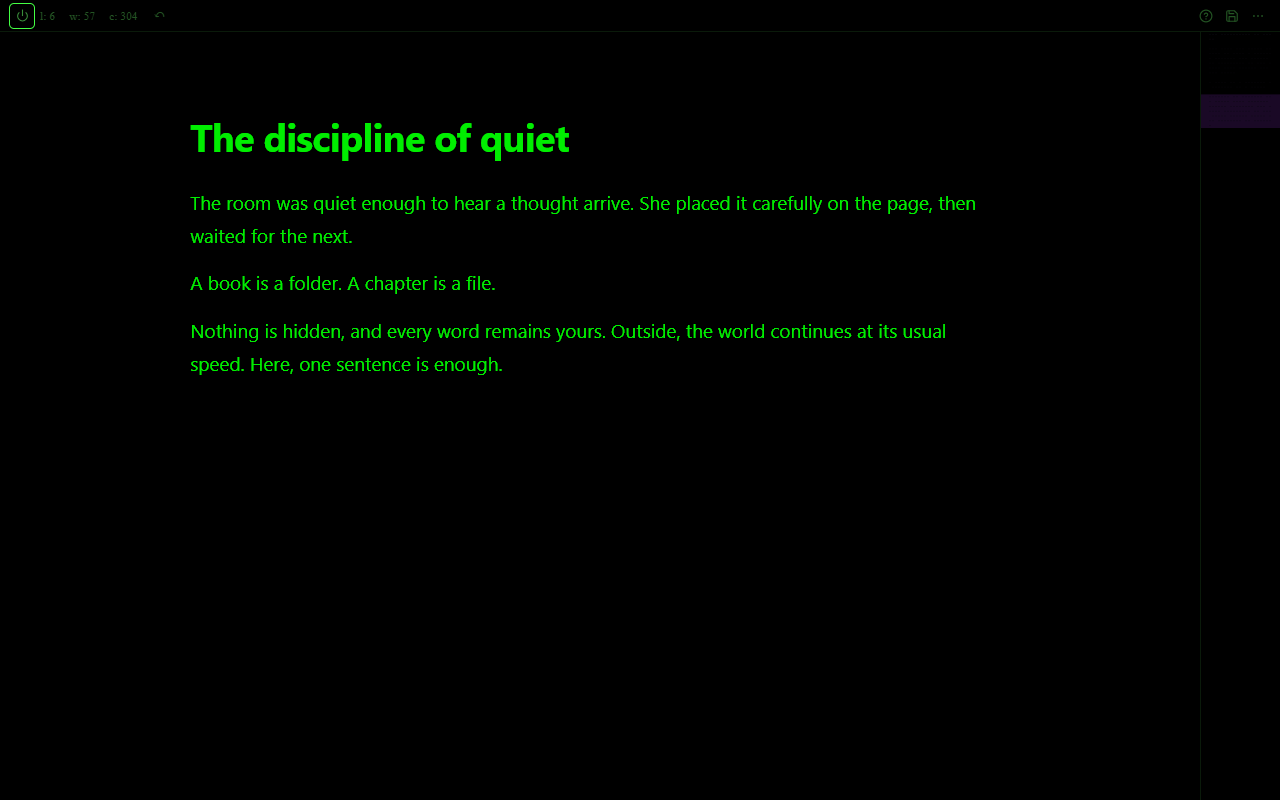 Pergament using its green-on-black retro writing theme